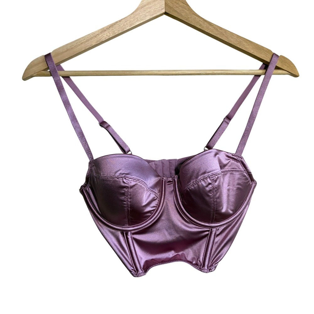 Auden Satin Bustier Corset Top Small Mauve Pink Womens Underwire Boned